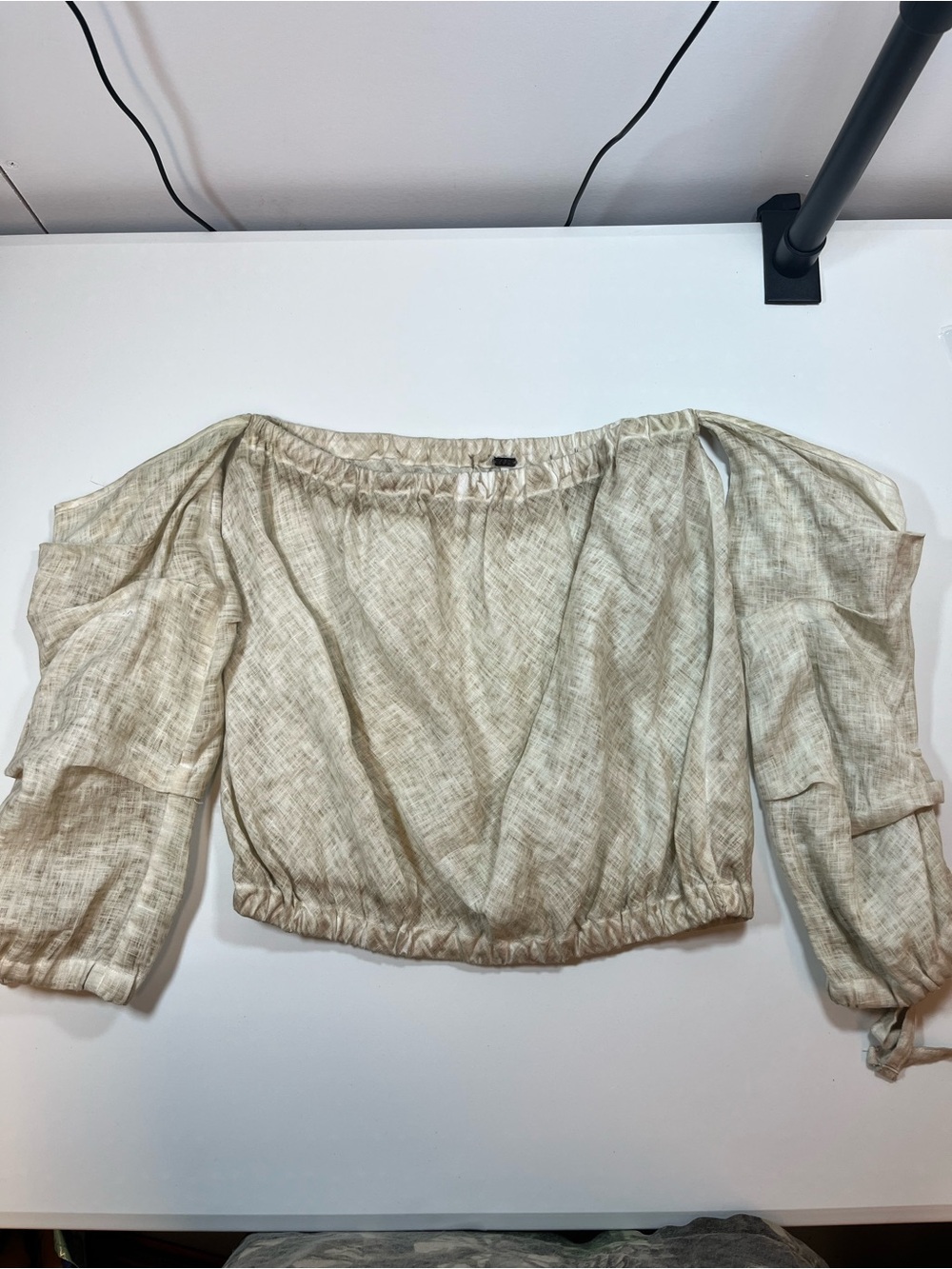 Young Fabulous & Broke 100% Linen Off Shoulder Crop Top